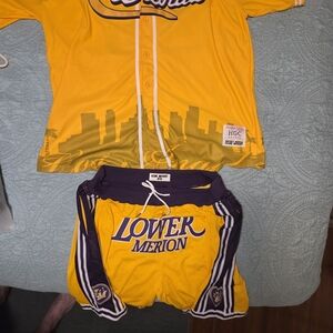 Lower Merion Youth Two-Piece Yellow and Purple Jersey Set